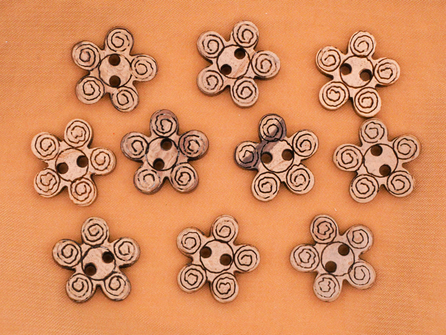 Flower Swirl Coconut Shell Set of Ten Buttons 15mm