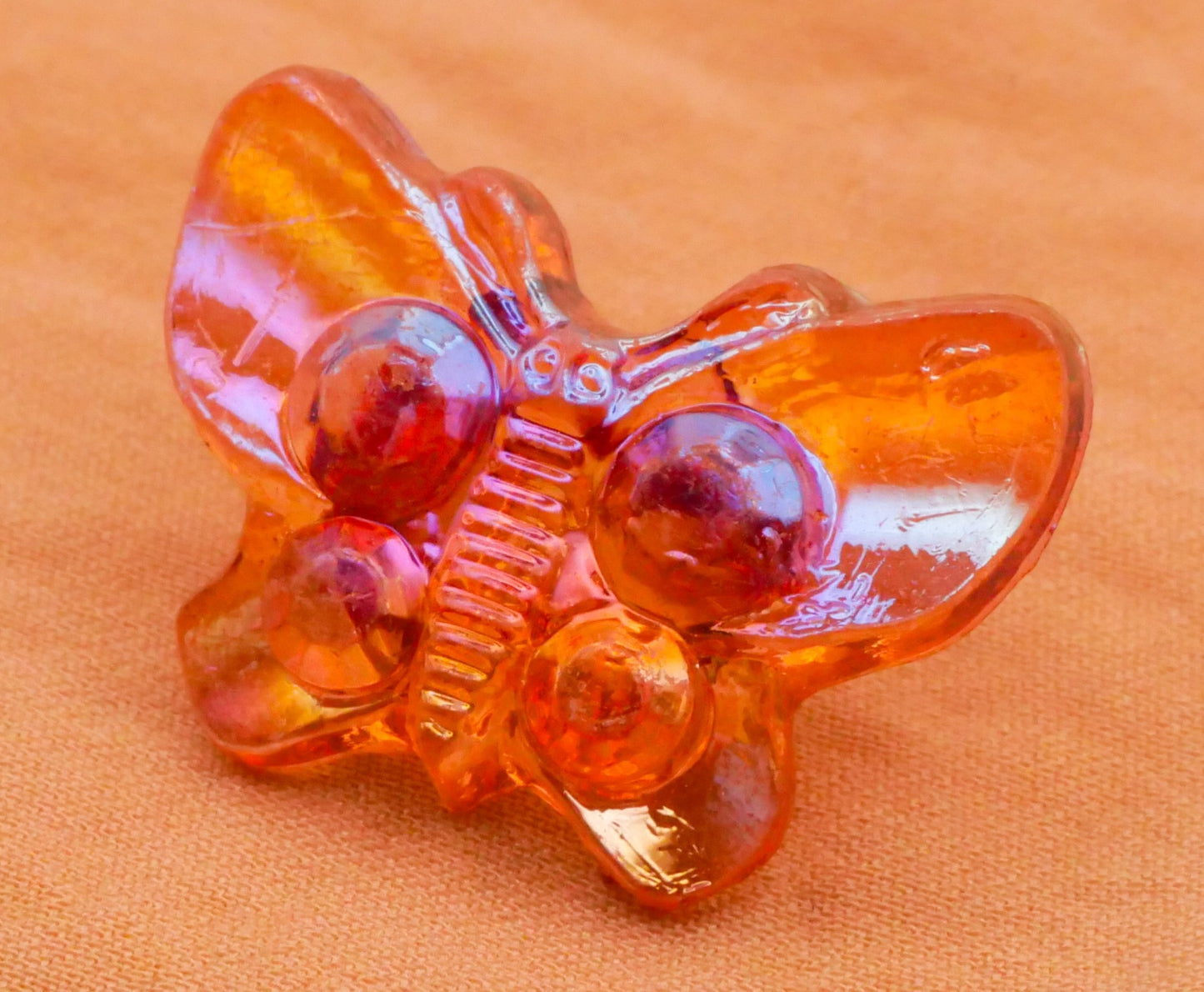 Butterfly Amber Iridescent Plastic Set of Four Buttons 16x22mm
