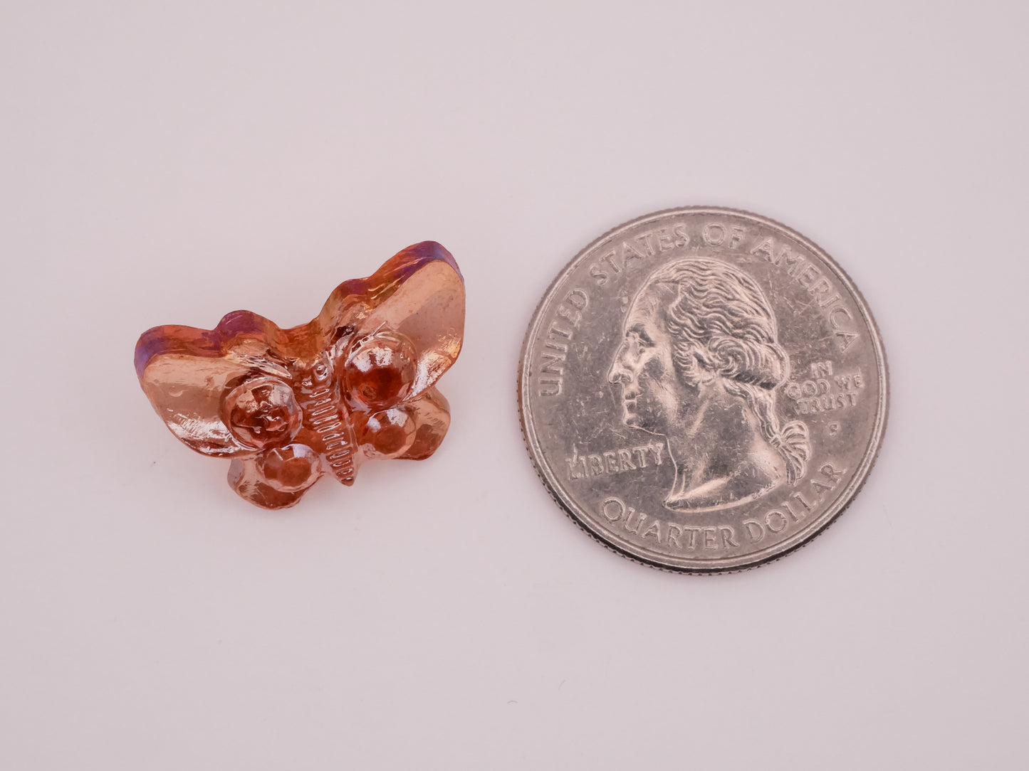 Butterfly Amber Iridescent Plastic Set of Four Buttons 16x22mm