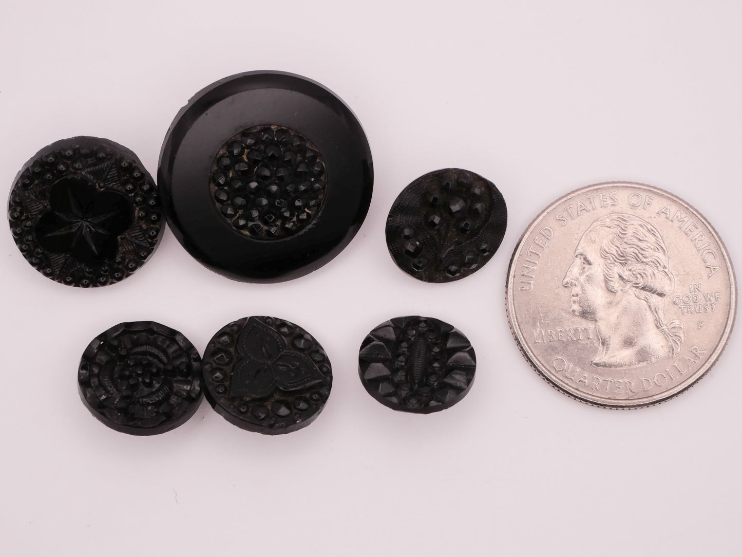 Black Glass Steel Cut Look Vintage Antique Button Various 12-23mm