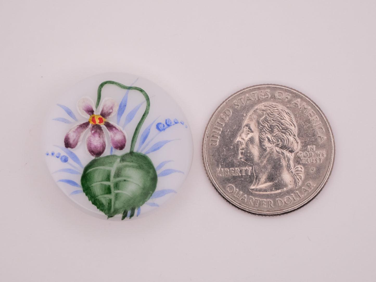 Violet Hand-Painted Czech Glass Vintage Button 28mm