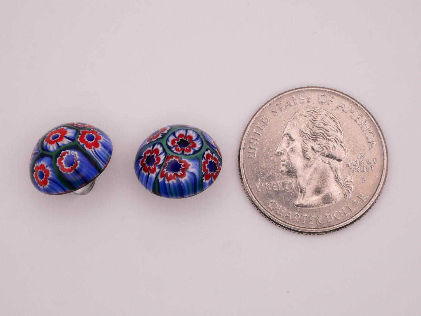 Millefiori Blue Red Glass Button Various 14mm