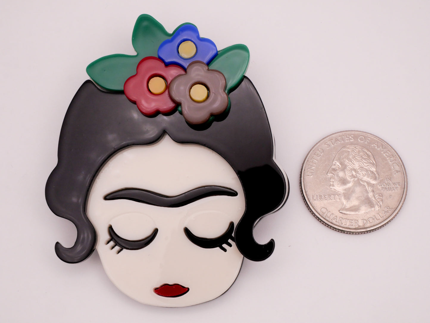 Frida Kahlo Portrait Large Acrylic Plastic Button 53x65mm