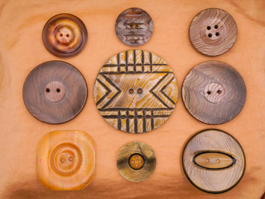 Wood Grain Look Celluloid Early Plastic Button Various 23-49mm