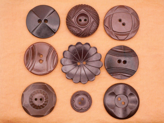 Chocolate Brown Vintage Plastic Button Various 17-33mm
