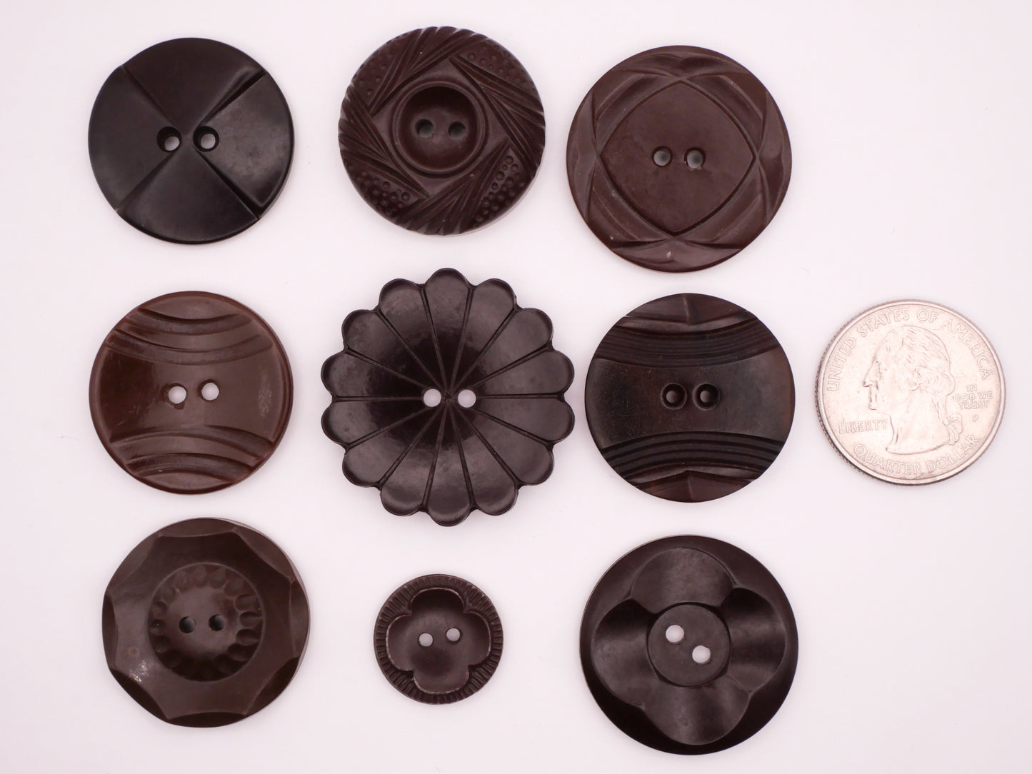 Chocolate Brown Vintage Plastic Button Various 17-33mm