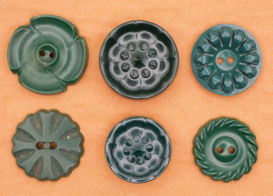 Forest Green Vintage Plastic Button Various 19-23mm