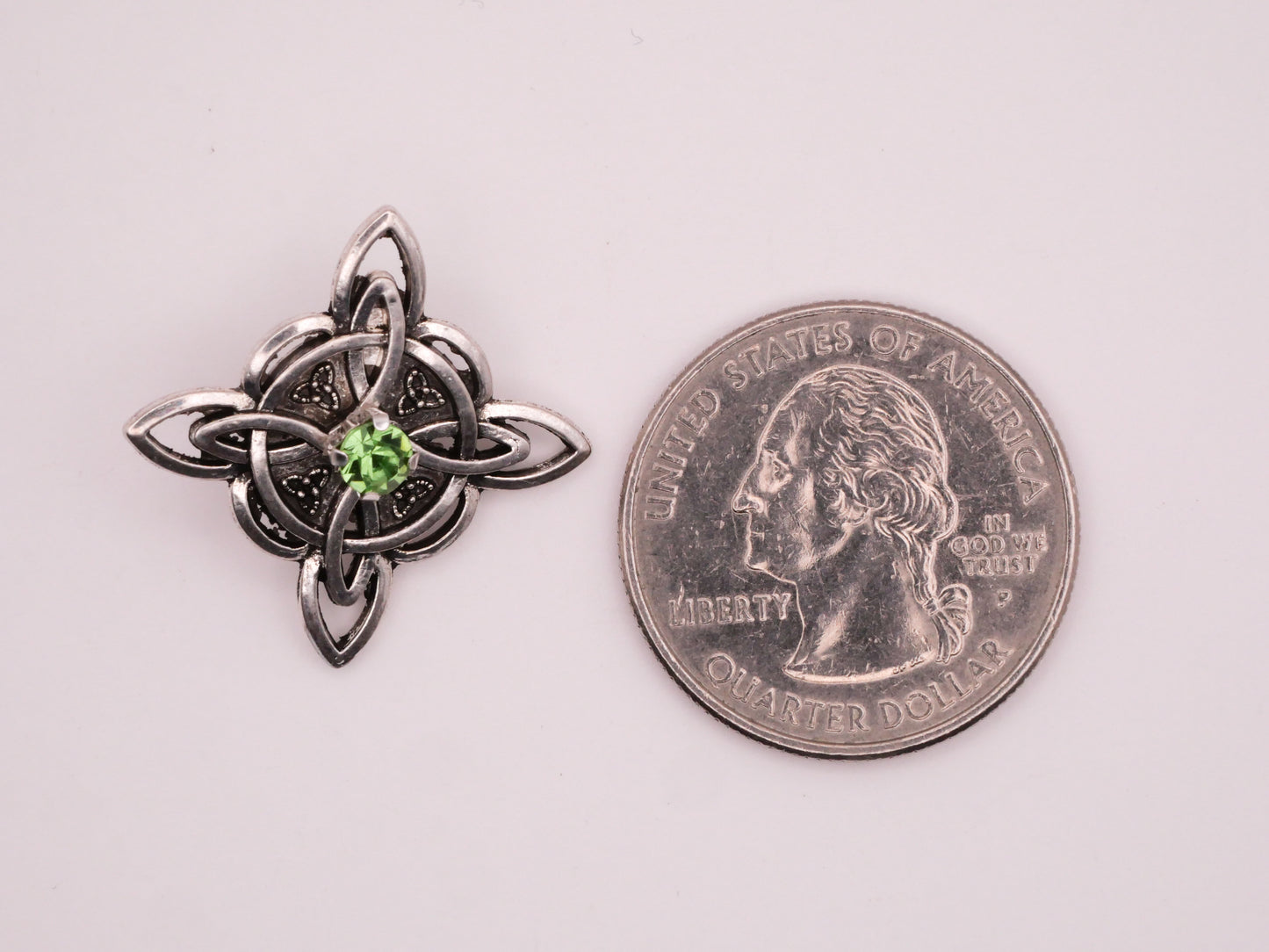 Celtic Knot Green Rhinestone Silver Metal Button 25mm