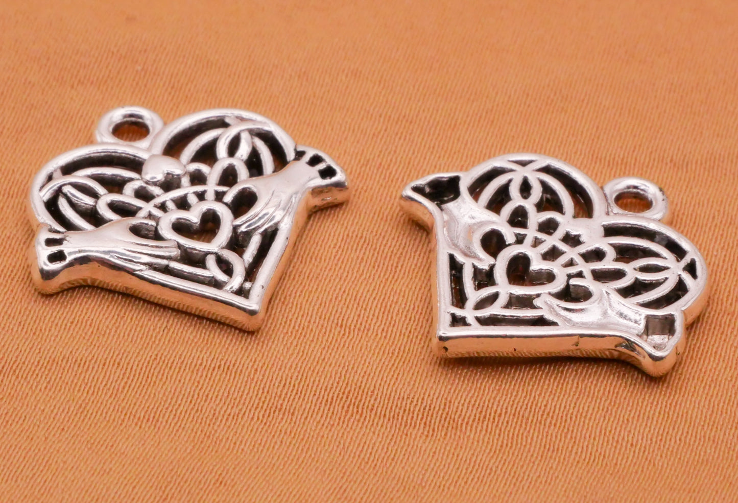 Claddagh Heart Hands Crown Irish Silver Metal Set of Three Charms Embellishments 20mm