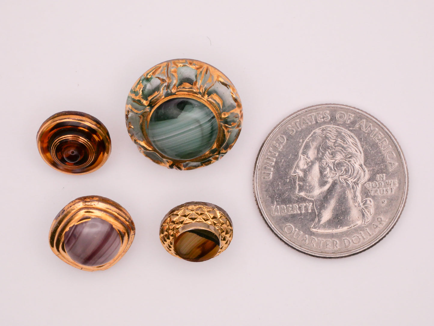 Design in Glass Dig Dug Gold Accents Vintage Glass Button Various 11-18mm