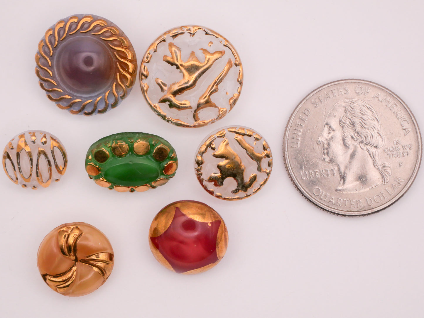 Moonglow Gold Painted Vintage Glass Button Various 11-18mm