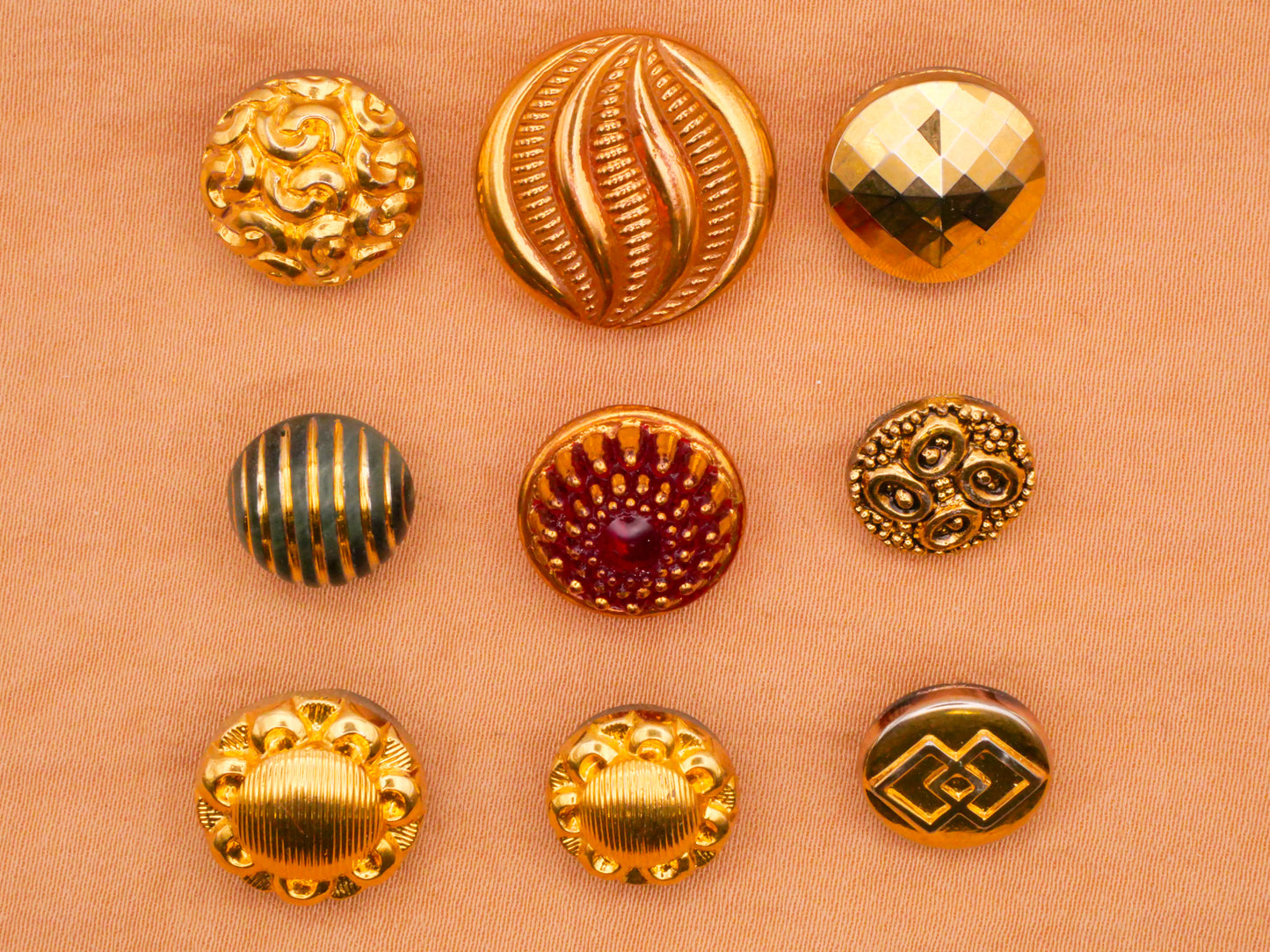 Gold Painted Accents Transparent Vintage Glass Button Various 11-18mm