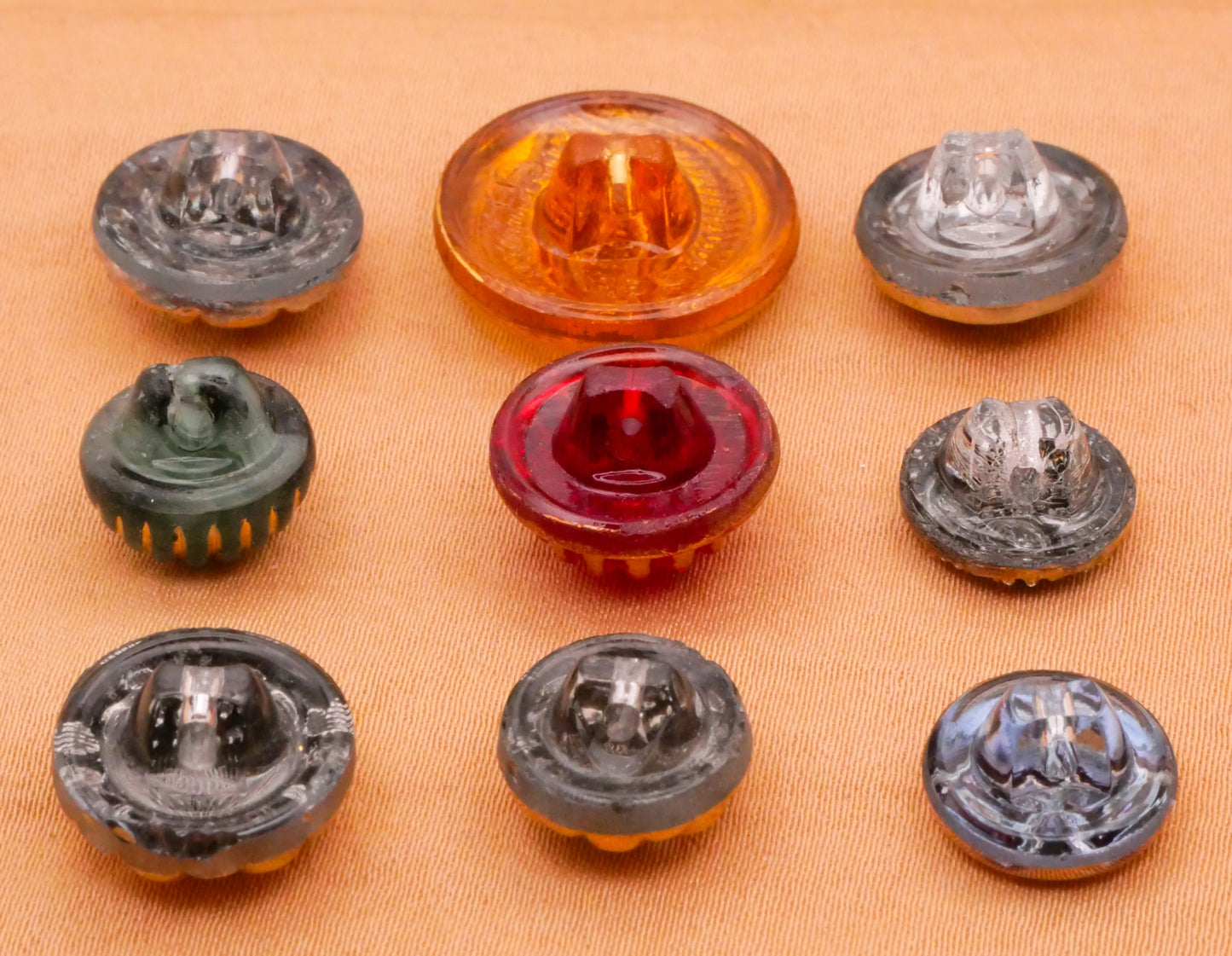 Gold Painted Accents Transparent Vintage Glass Button Various 11-18mm