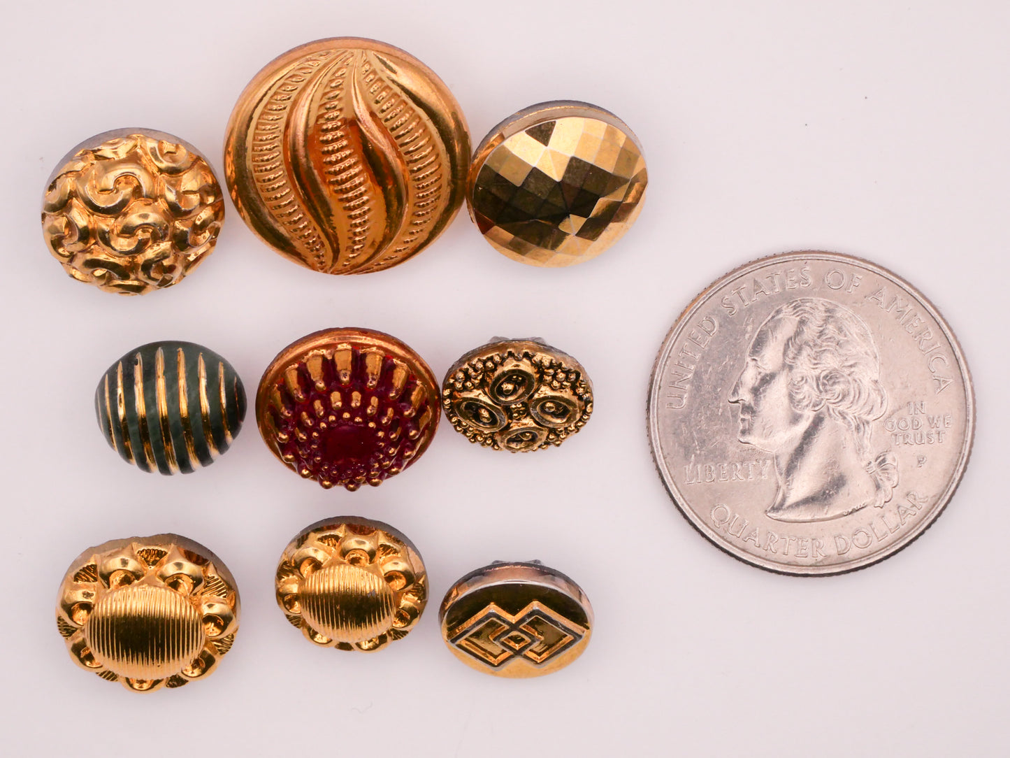 Gold Painted Accents Transparent Vintage Glass Button Various 11-18mm