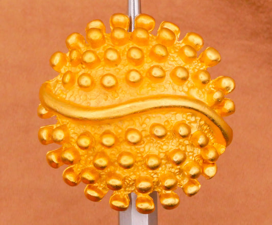 Prong Wavy Center Stripe Gold Metal Button 25mm