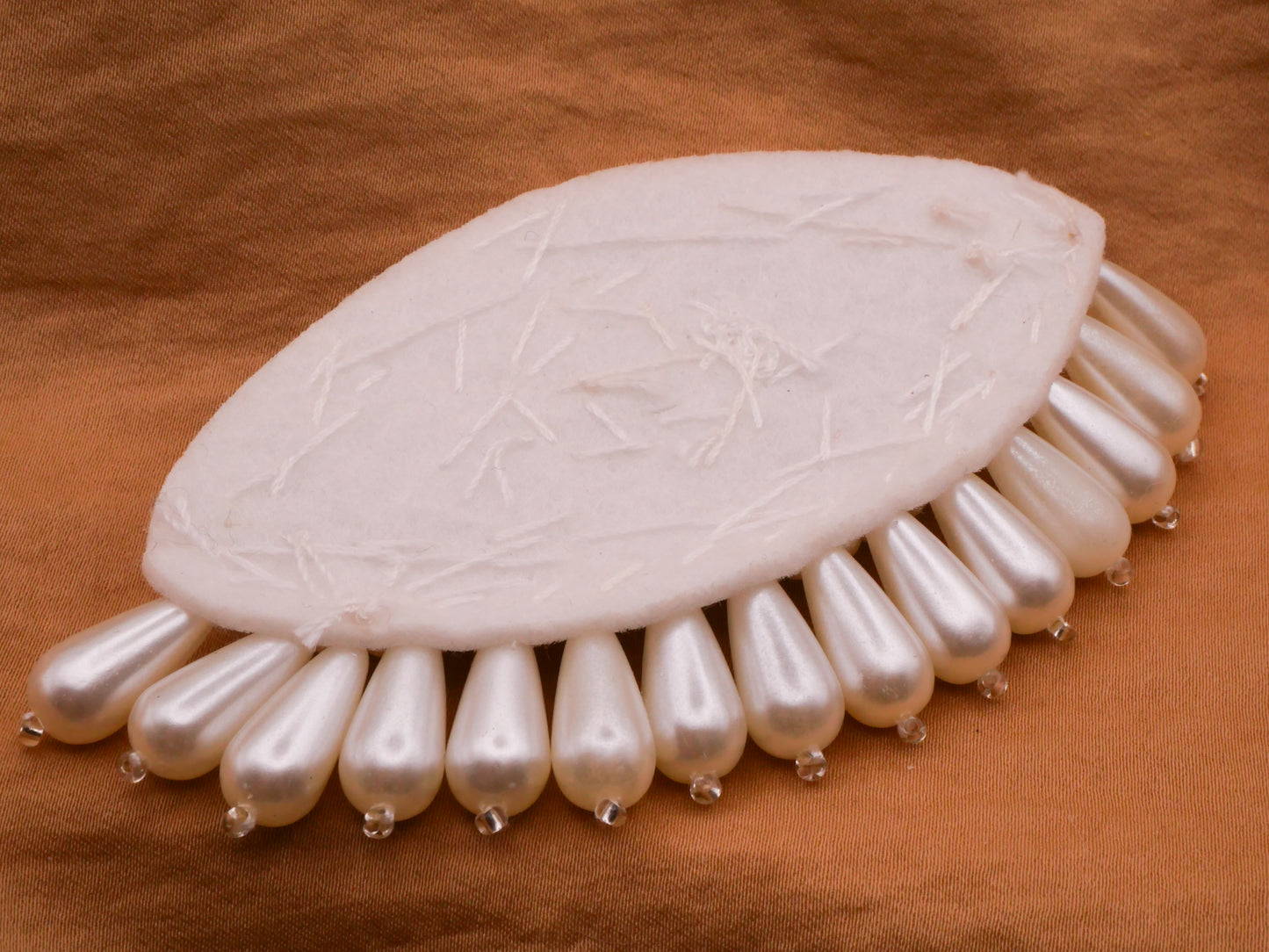 Eye Faux Pearl Rhinestone Large Felt Patch Embellishment 60x105mm