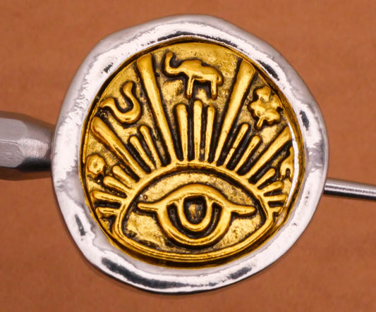 Eye Sunburst Lucky Symbols Gold Silver Metal Button 21x22mm