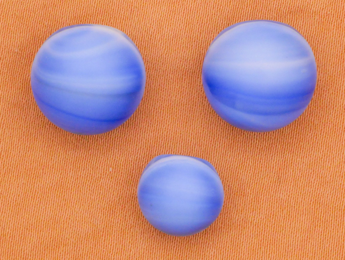 Blue Ocean Waves Ball Vintage Matte Glass Button Various 10-13mm