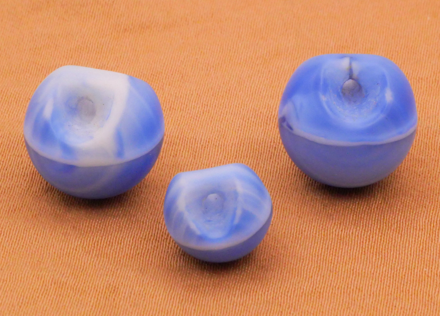 Blue Ocean Waves Ball Vintage Matte Glass Button Various 10-13mm