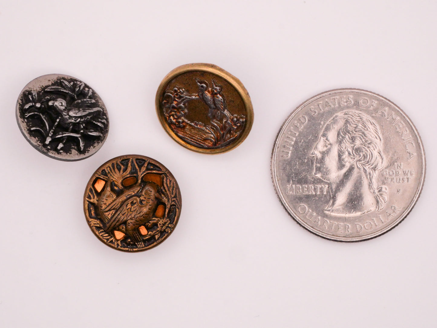 Bird Birds Antique Metal Button Various 15-16mm