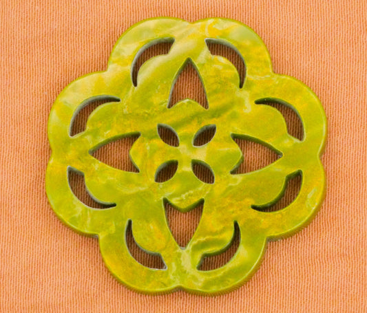 Clover Cutout Design Iridescent Lime Green Plastic Button 26mm