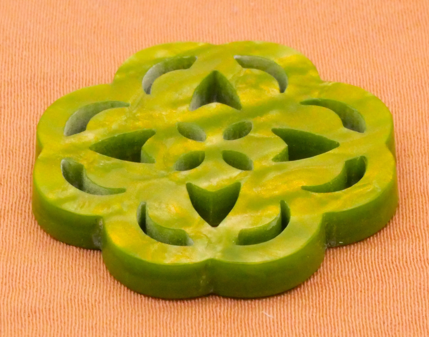 Clover Cutout Design Iridescent Lime Green Plastic Button 26mm