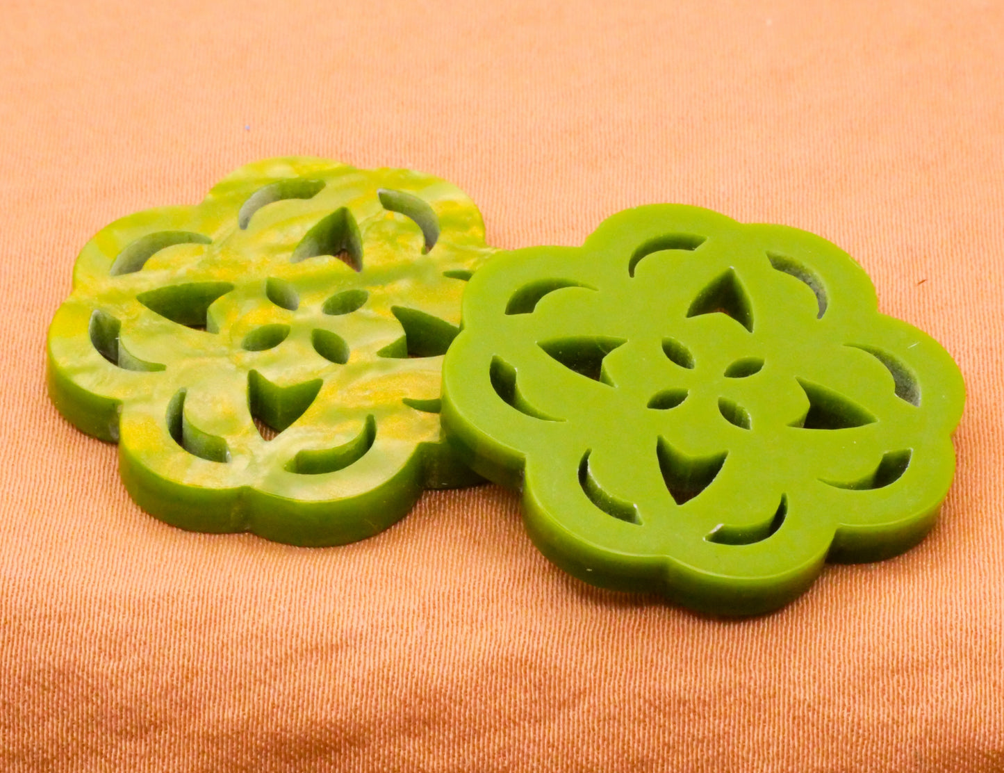 Clover Cutout Design Iridescent Lime Green Plastic Button 26mm