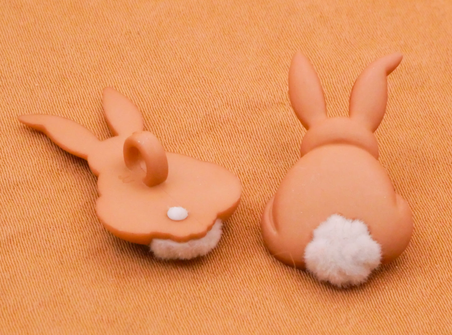 Cottontail Bunny Rabbit Fuzzy Plastic Pair of Buttons 15x26mm