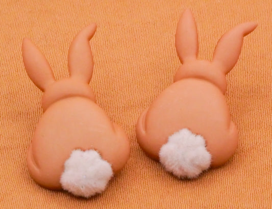 Cottontail Bunny Rabbit Fuzzy Plastic Pair of Buttons 15x26mm