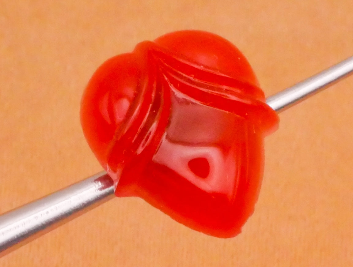 Acorn Carnelian Red Glass Pair of Buttons 10x12mm