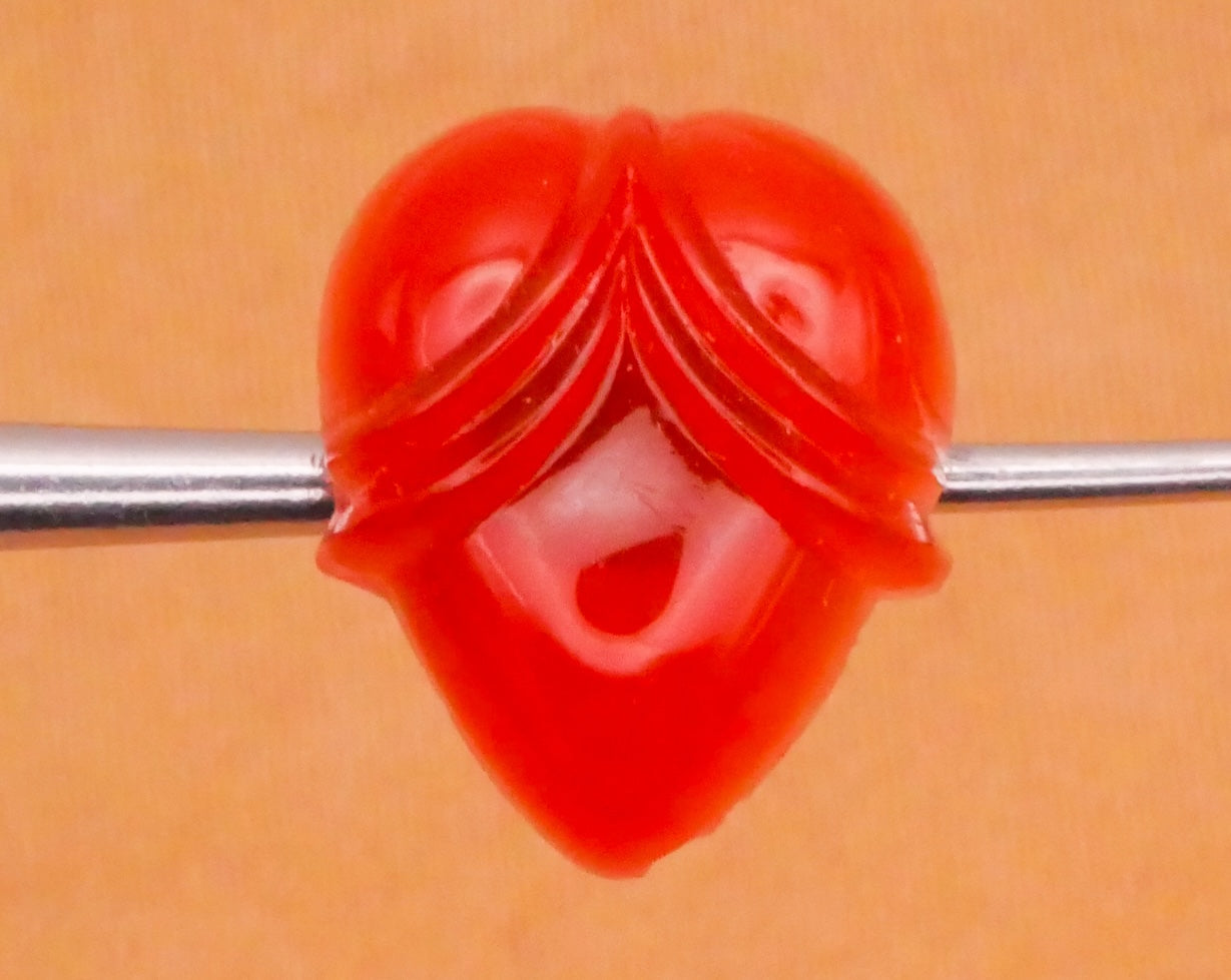 Acorn Carnelian Red Glass Pair of Buttons 10x12mm