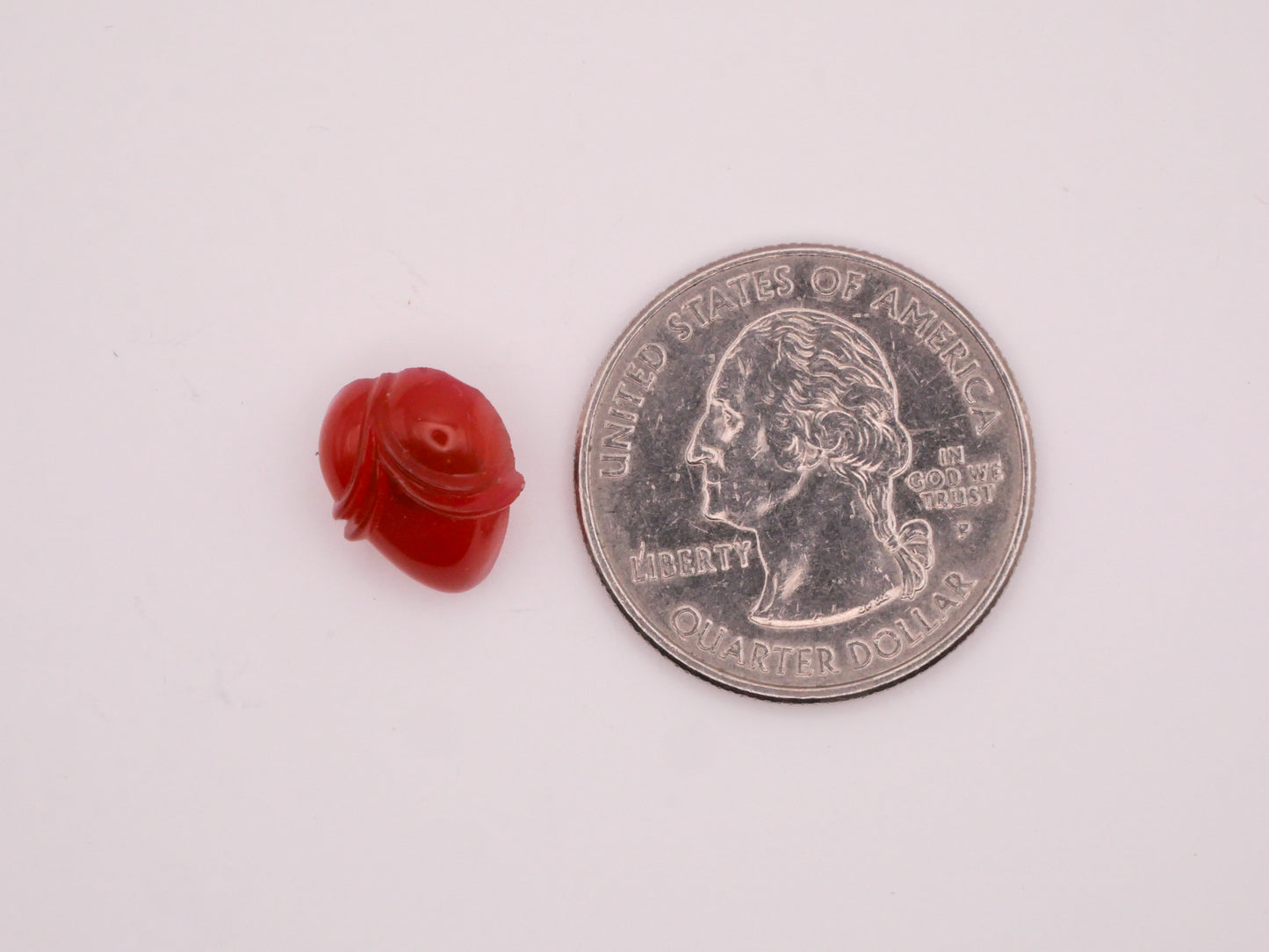 Acorn Carnelian Red Glass Pair of Buttons 10x12mm