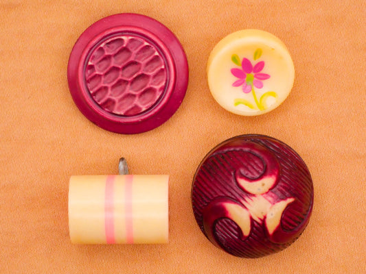 Magenta Pink Celluloid Early Plastic Button Various 12-22mm