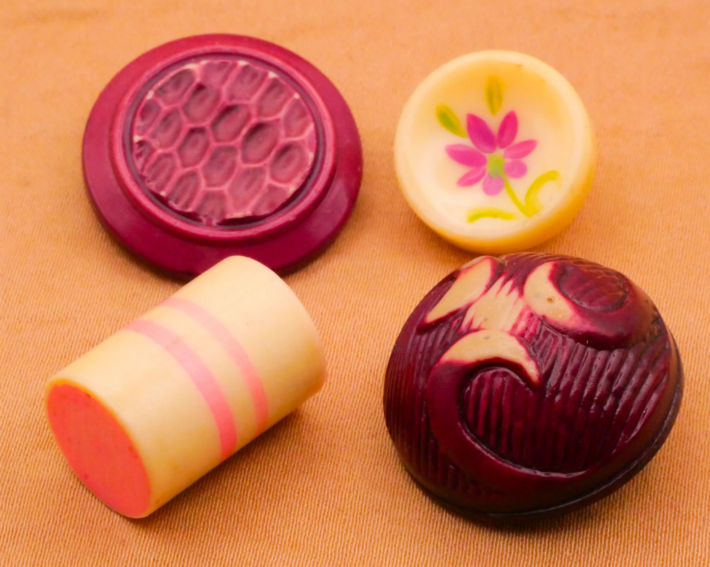 Magenta Pink Celluloid Early Plastic Button Various 12-22mm