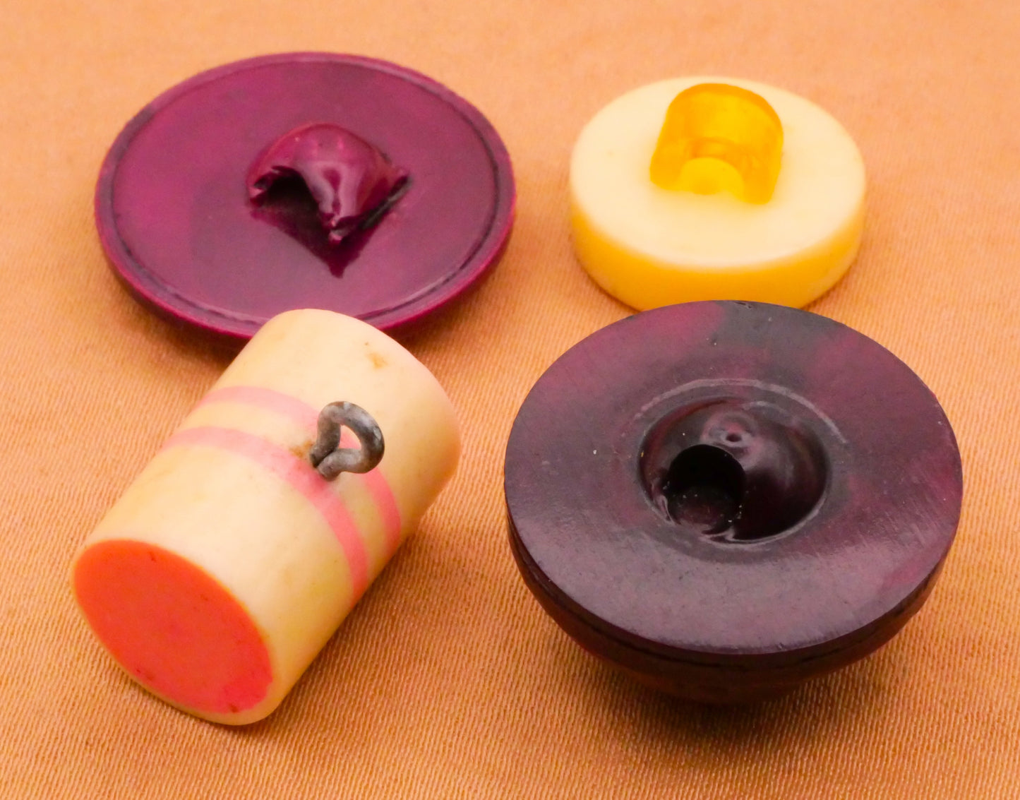 Magenta Pink Celluloid Early Plastic Button Various 12-22mm