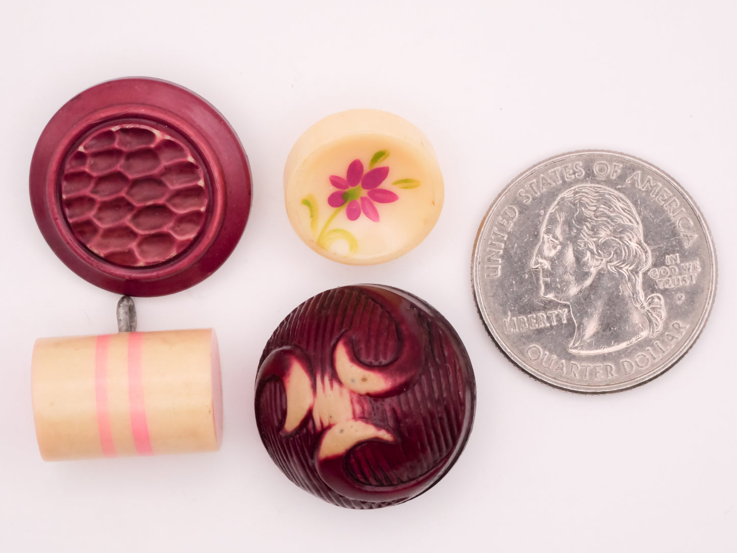 Magenta Pink Celluloid Early Plastic Button Various 12-22mm