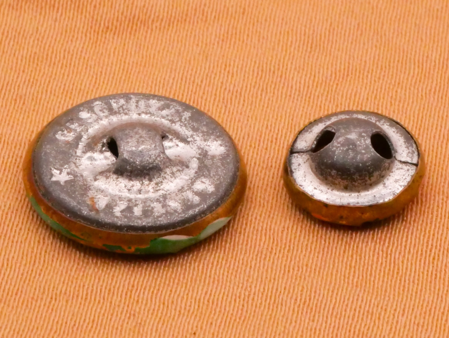 Enamel Green or Pink Brass Metal Button Various 9-14mm