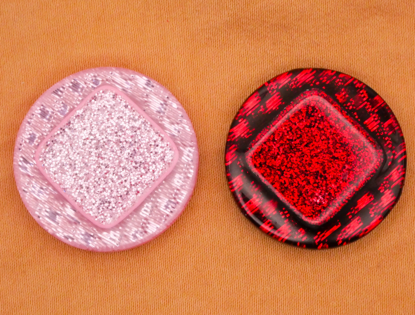 Glitter Woven Fabric Design Under Plastic Vintage Button Various 26mm