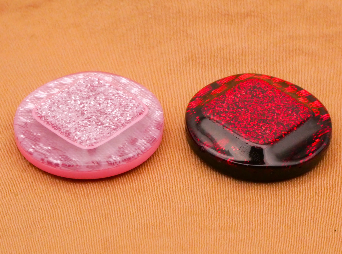 Glitter Woven Fabric Design Under Plastic Vintage Button Various 26mm