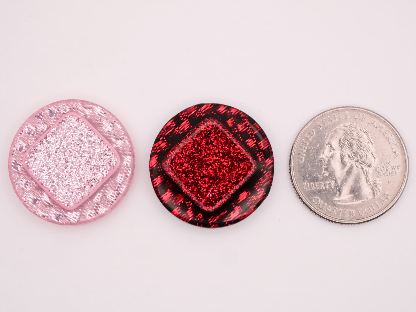 Glitter Woven Fabric Design Under Plastic Vintage Button Various 26mm