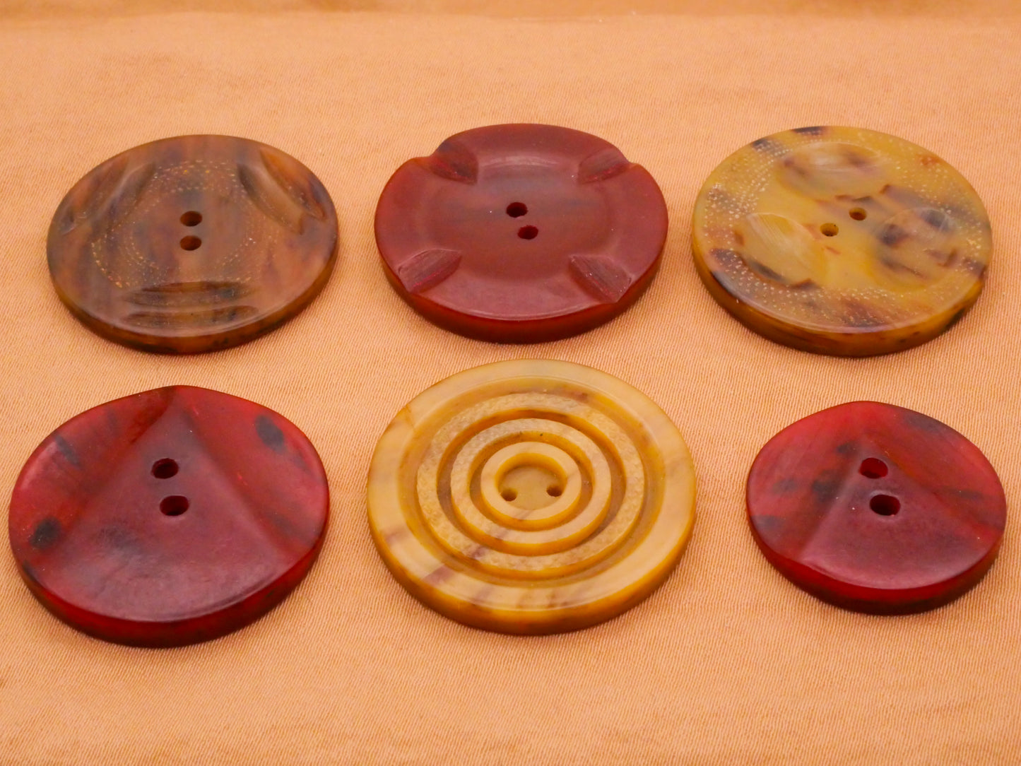Marbled Machine Burgundy Tan Carved Early Plastic Button Various 22-28mm