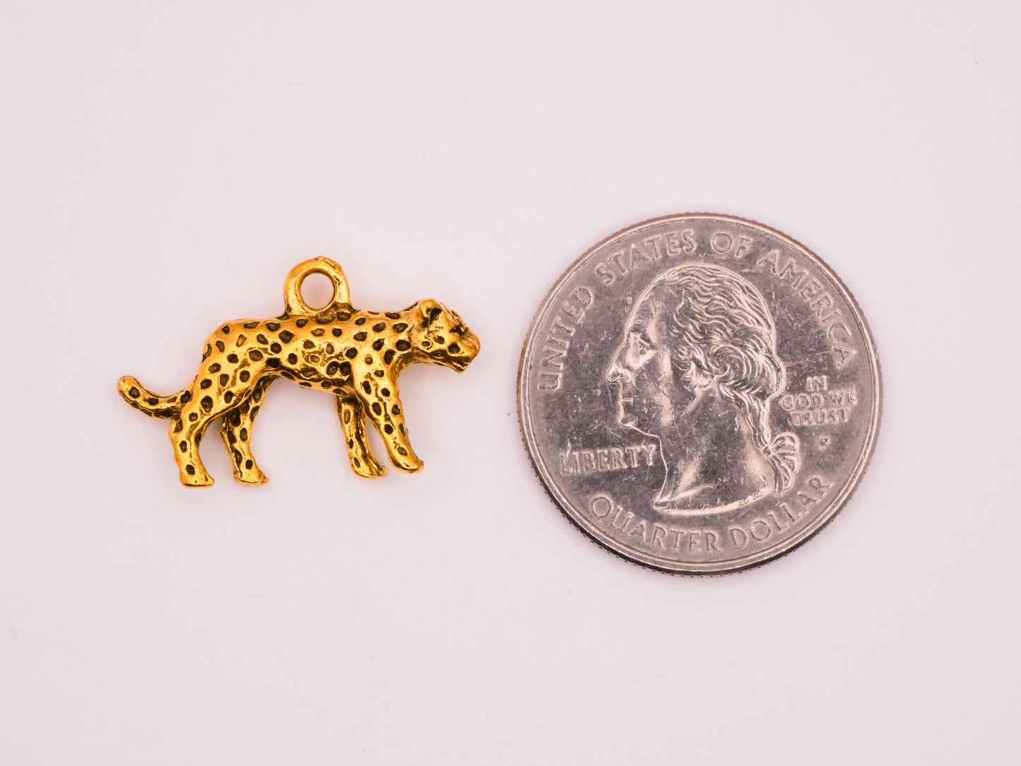 Cheetah Leopard Big Cat Gold Metal Set of Three Charms Embellishments 15x23mm