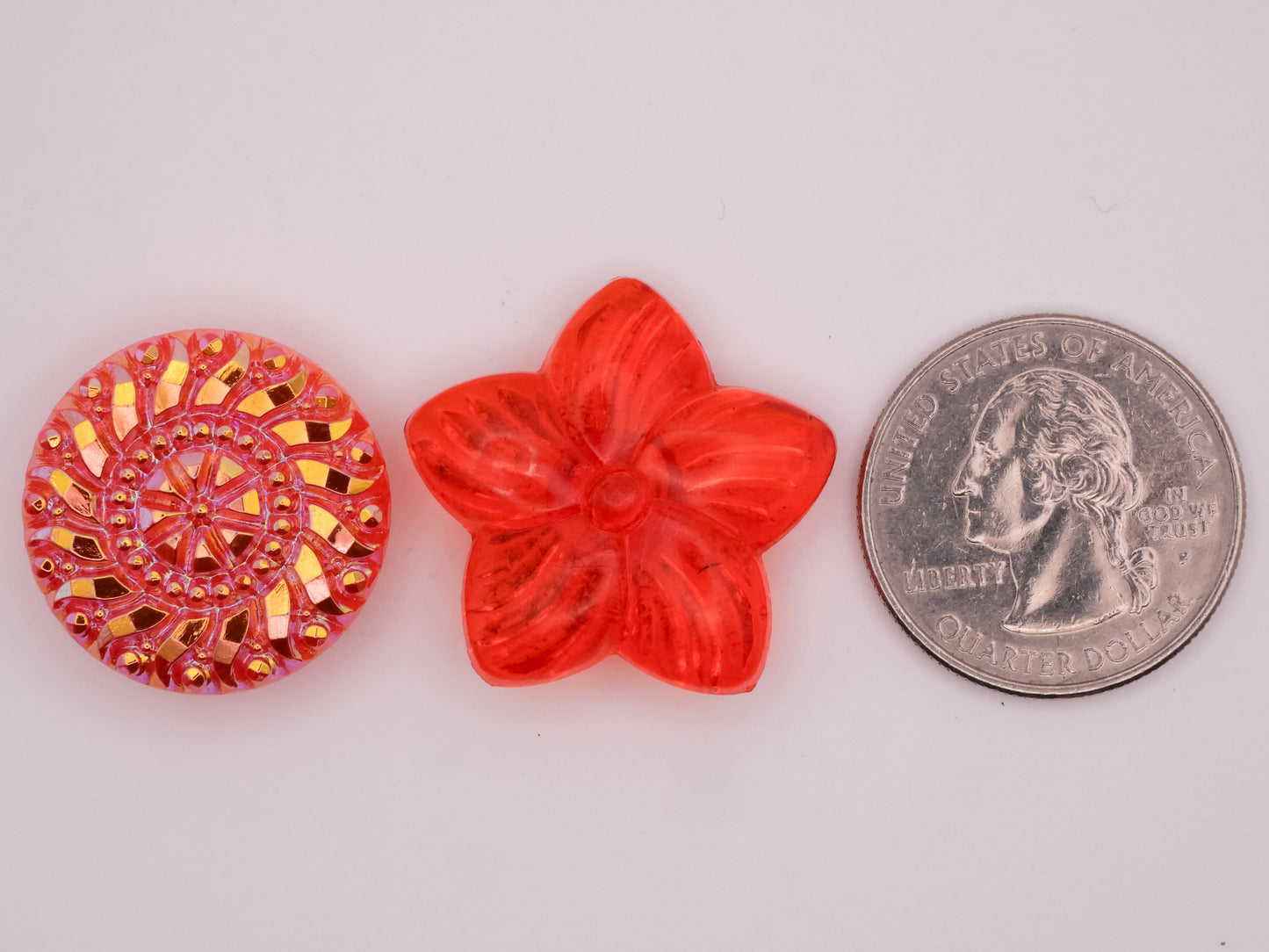 Orange Vintage Iridescent or Transparent Glass Button 23-26mm