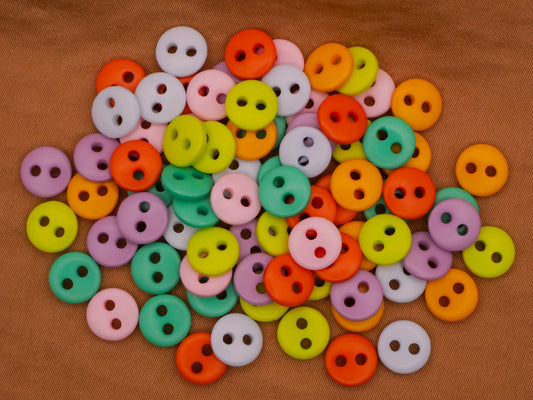 Candy Dot Colorful Tiny Plastic Set of Seventy Buttons 8mm