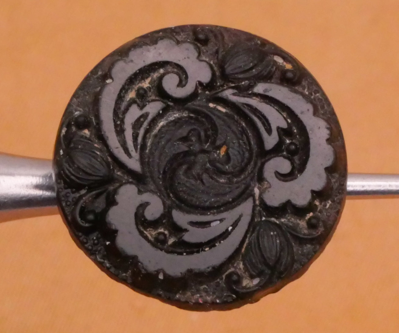Mirror Finish Black Glass Scenes or Flowers Button Various 16-17mm