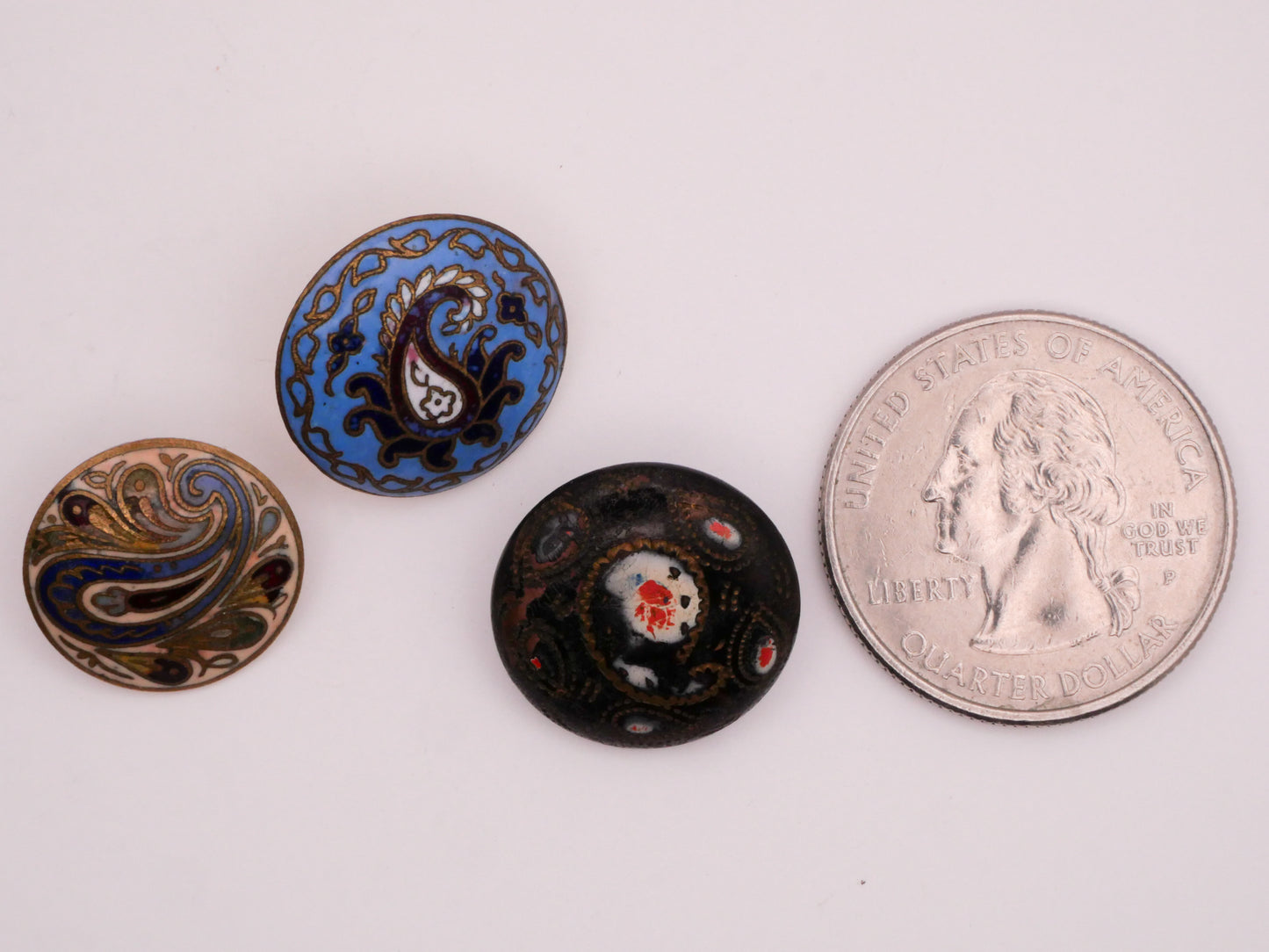 Paisley Enamel Cloisonne Champleve Lacquer Victorian Button Various 16-18mm
