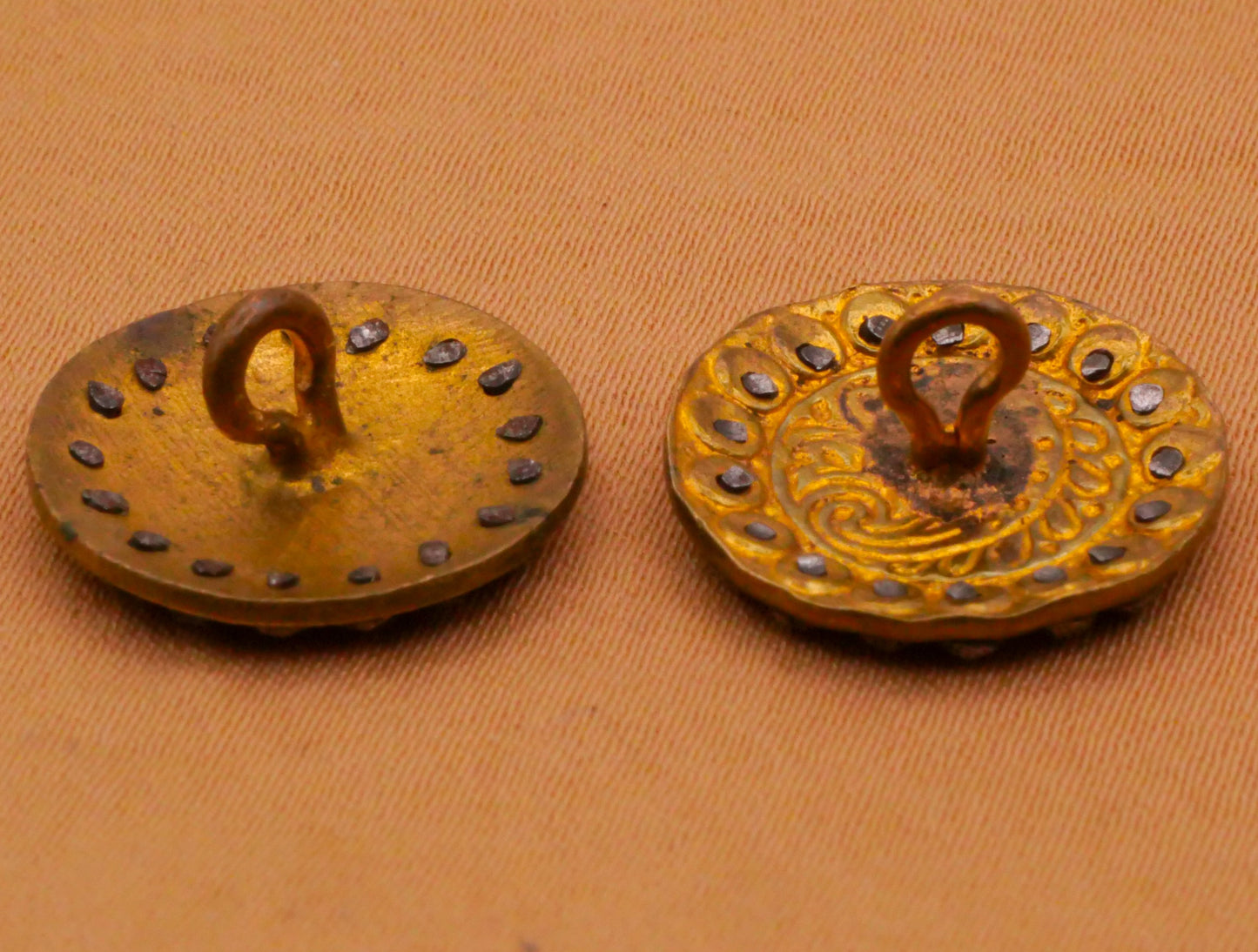 Paisley Enamel Champleve Cloisonne Steel-Cut Frame Victorian Metal Button Various 16mm