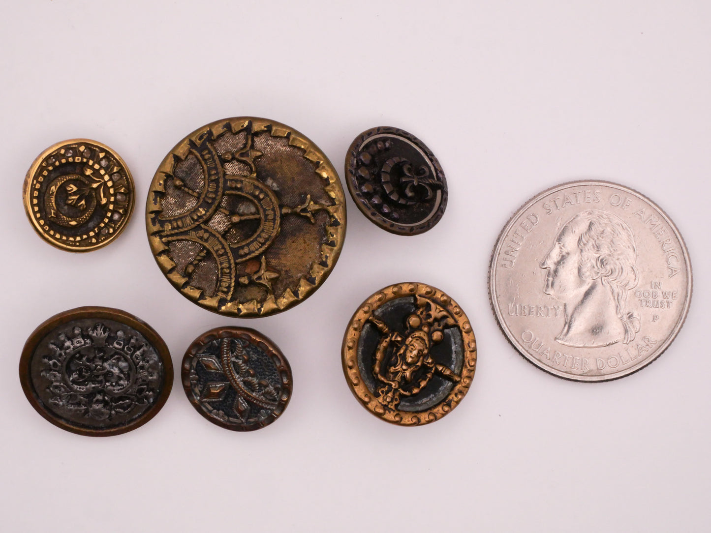 Ornate Design Victorian Metal Button Various 13-23mm