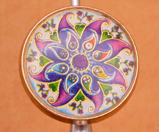 Flower Spiral Paisley Heart Yin Yang Resin Gold Metal Button 18mm