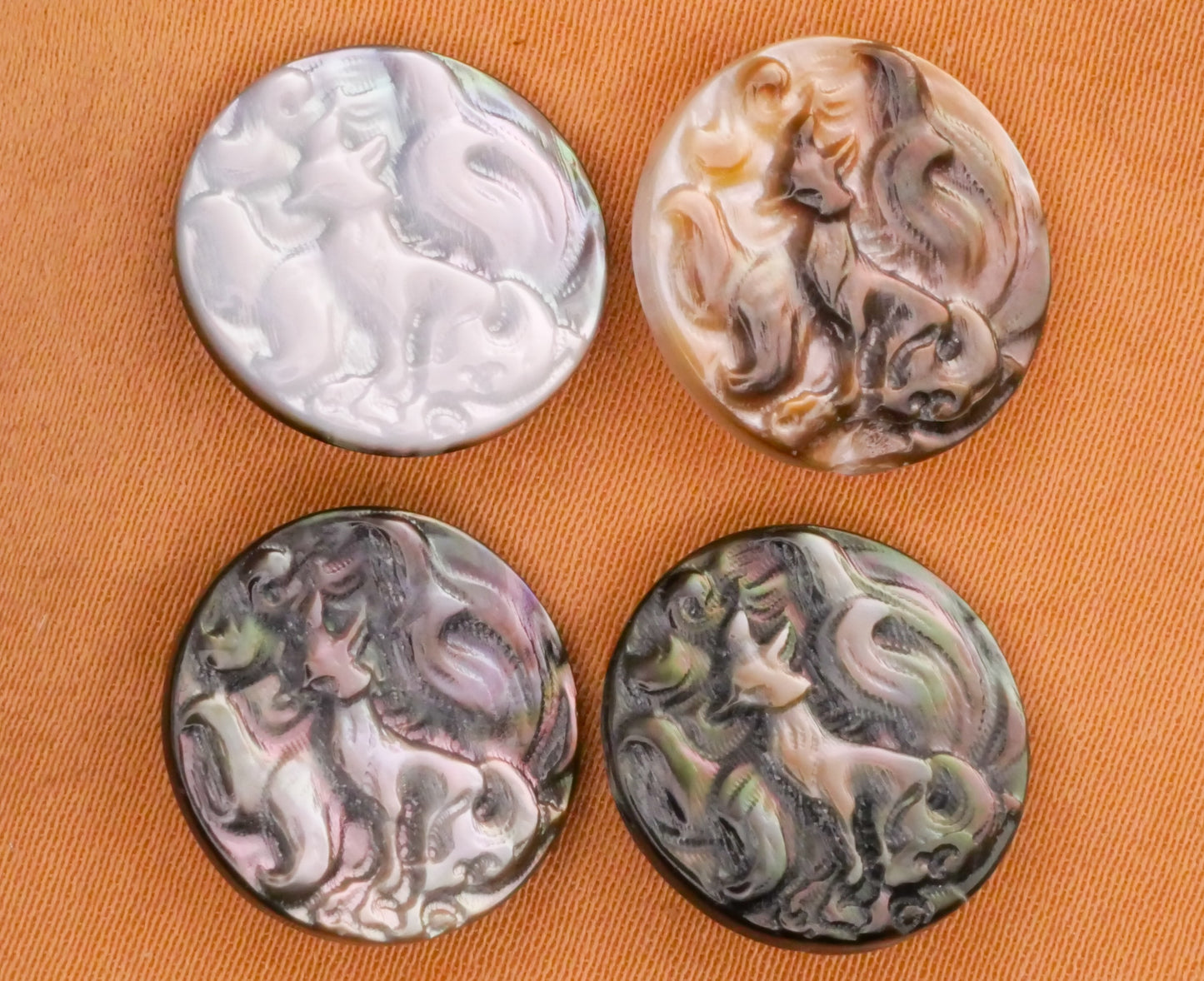 Fox Carved Mother of Pearl Shell Button Various 15mm